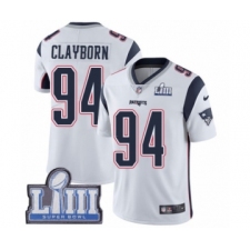 Men's Nike New England Patriots #94 Adrian Clayborn White Vapor Untouchable Limited Player Super Bowl LIII Bound NFL Jersey