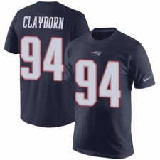 NFL Nike New England Patriots #94 Adrian Clayborn Navy Blue Rush Pride Name & Number T-Shirt