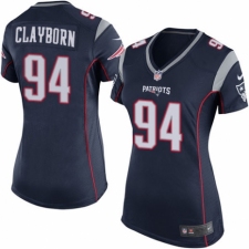 Women's Nike New England Patriots #94 Adrian Clayborn Game Navy Blue Team Color NFL Jersey