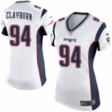 Women's Nike New England Patriots #94 Adrian Clayborn Game White NFL Jersey