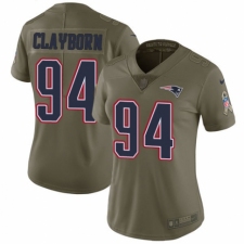 Women's Nike New England Patriots #94 Adrian Clayborn Limited Olive 2017 Salute to Service NFL Jersey