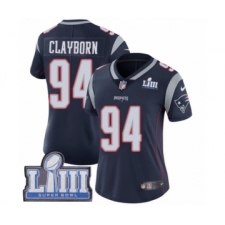 Women's Nike New England Patriots #94 Adrian Clayborn Navy Blue Team Color Vapor Untouchable Limited Player Super Bowl LIII Bound NFL Jersey
