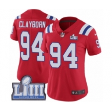 Women's Nike New England Patriots #94 Adrian Clayborn Red Alternate Vapor Untouchable Limited Player Super Bowl LIII Bound NFL Jersey