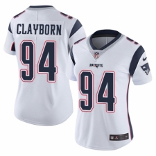 Women's Nike New England Patriots #94 Adrian Clayborn White Vapor Untouchable Limited Player NFL Jersey