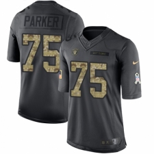 Men's Nike Oakland Raiders #75 Brandon Parker Limited Black 2016 Salute to Service NFL Jersey