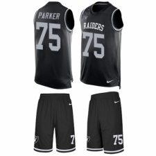 Men's Nike Oakland Raiders #75 Brandon Parker Limited Black Tank Top Suit NFL Jersey