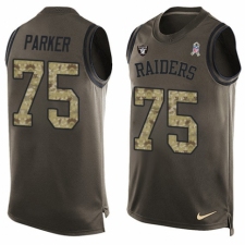 Men's Nike Oakland Raiders #75 Brandon Parker Limited Green Salute to Service Tank Top NFL Jersey