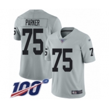 Men's Oakland Raiders #75 Brandon Parker Limited Silver Inverted Legend 100th Season Football Jersey