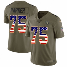 Youth Nike Oakland Raiders #75 Brandon Parker Limited Olive/USA Flag 2017 Salute to Service NFL Jersey