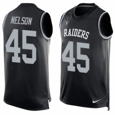 Men's Nike Oakland Raiders #45 Nick Nelson Limited Black Player Name & Number Tank Top NFL Jersey