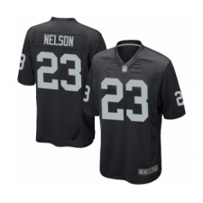 Men's Oakland Raiders #23 Nick Nelson Game Black Team Color Football Jersey