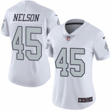 Women's Nike Oakland Raiders #45 Nick Nelson Limited White Rush Vapor Untouchable NFL Jersey