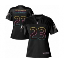 Women's Oakland Raiders #23 Nick Nelson Game Black Fashion Football Jersey