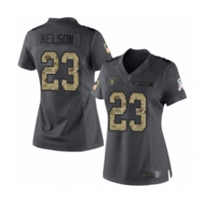 Women's Oakland Raiders #23 Nick Nelson Limited Black 2016 Salute to Service Football Jersey