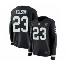 Women's Oakland Raiders #23 Nick Nelson Limited Black Therma Long Sleeve Football Jersey