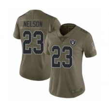 Women's Oakland Raiders #23 Nick Nelson Limited Olive 2017 Salute to Service Football Jersey
