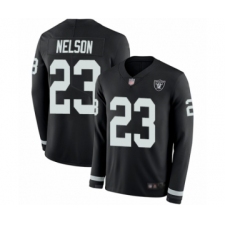 Youth Oakland Raiders #23 Nick Nelson Limited Black Therma Long Sleeve Football Jersey