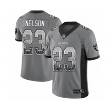 Youth Oakland Raiders #23 Nick Nelson Limited Gray Rush Drift Fashion Football Jersey