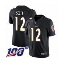 Men's Baltimore Ravens #12 Jaleel Scott Black Alternate Vapor Untouchable Limited Player 100th Season Football Jersey