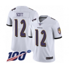 Men's Baltimore Ravens #12 Jaleel Scott White Vapor Untouchable Limited Player 100th Season Football Jersey