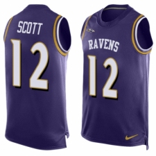 Men's Nike Baltimore Ravens #12 Jaleel Scott Elite Purple Player Name & Number Tank Top NFL Jersey