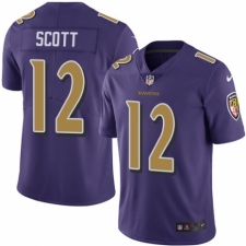 Men's Nike Baltimore Ravens #12 Jaleel Scott Elite Purple Rush Vapor Untouchable NFL Jersey