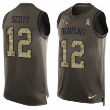 Men's Nike Baltimore Ravens #12 Jaleel Scott Limited Green Salute to Service Tank Top NFL Jersey