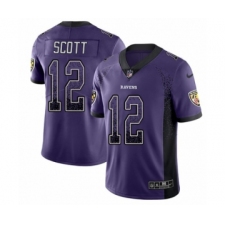 Men's Nike Baltimore Ravens #12 Jaleel Scott Limited Purple Rush Drift Fashion NFL Jersey