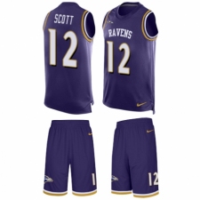 Men's Nike Baltimore Ravens #12 Jaleel Scott Limited Purple Tank Top Suit NFL Jersey