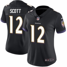 Women's Nike Baltimore Ravens #12 Jaleel Scott Black Alternate Vapor Untouchable Elite Player NFL Jersey