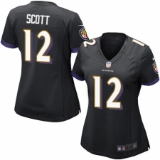 Women's Nike Baltimore Ravens #12 Jaleel Scott Game Black Alternate NFL Jersey