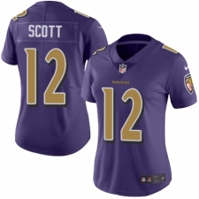 Women's Nike Baltimore Ravens #12 Jaleel Scott Limited Purple Rush Vapor Untouchable NFL Jersey
