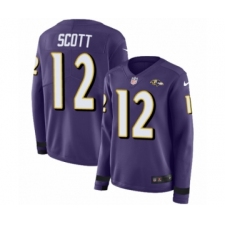 Women's Nike Baltimore Ravens #12 Jaleel Scott Limited Purple Therma Long Sleeve NFL Jersey
