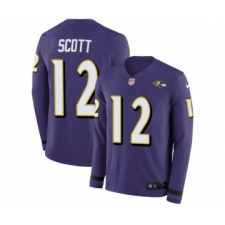 Youth Nike Baltimore Ravens #12 Jaleel Scott Limited Purple Therma Long Sleeve NFL Jersey