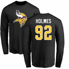 NFL Nike Minnesota Vikings #92 Jalyn Holmes Black Name & Number Logo Long Sleeve T-Shirt