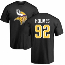 NFL Nike Minnesota Vikings #92 Jalyn Holmes Black Name & Number Logo T-Shirt