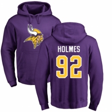 NFL Nike Minnesota Vikings #92 Jalyn Holmes Purple Name & Number Logo Pullover Hoodie