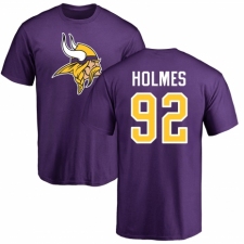 NFL Nike Minnesota Vikings #92 Jalyn Holmes Purple Name & Number Logo T-Shirt