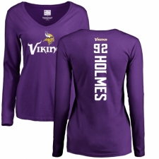 NFL Women's Nike Minnesota Vikings #92 Jalyn Holmes Purple Backer Slim Fit Long Sleeve T-Shirt