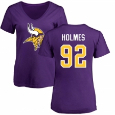 NFL Women's Nike Minnesota Vikings #92 Jalyn Holmes Purple Name & Number Logo Slim Fit T-Shirt