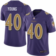 Men's Nike Baltimore Ravens #40 Kenny Young Elite Purple Rush Vapor Untouchable NFL Jersey
