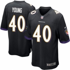 Men's Nike Baltimore Ravens #40 Kenny Young Game Black Alternate NFL Jersey