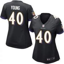Women's Nike Baltimore Ravens #40 Kenny Young Game Black Alternate NFL Jersey