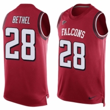 Men's Nike Atlanta Falcons #28 Justin Bethel Limited Red Player Name & Number Tank Top NFL Jersey