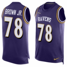 Men's Nike Baltimore Ravens #78 Orlando Brown Jr. Elite Purple Player Name & Number Tank Top NFL Jersey