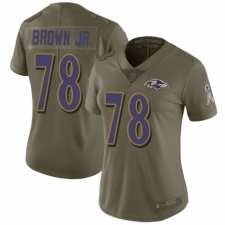 Women's Nike Baltimore Ravens #78 Orlando Brown Jr. Limited Olive 2017 Salute to Service NFL Jersey