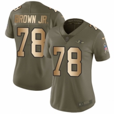 Women's Nike Baltimore Ravens #78 Orlando Brown Jr. Limited Olive/Gold Salute to Service NFL Jersey