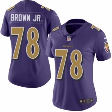 Women's Nike Baltimore Ravens #78 Orlando Brown Jr. Limited Purple Rush Vapor Untouchable NFL Jersey