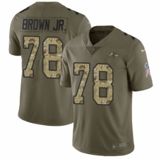 Youth Nike Baltimore Ravens #78 Orlando Brown Jr. Limited Olive/Camo Salute to Service NFL Jersey