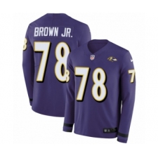 Youth Nike Baltimore Ravens #78 Orlando Brown Jr. Limited Purple Therma Long Sleeve NFL Jersey